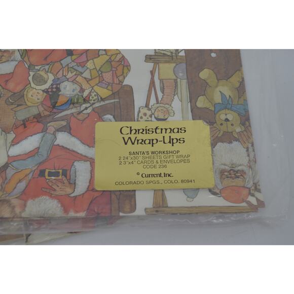 4 Lot Christmas Wraps-Up Santa's Workshop 2 24"x30" Sheets - Picture 5 of 16